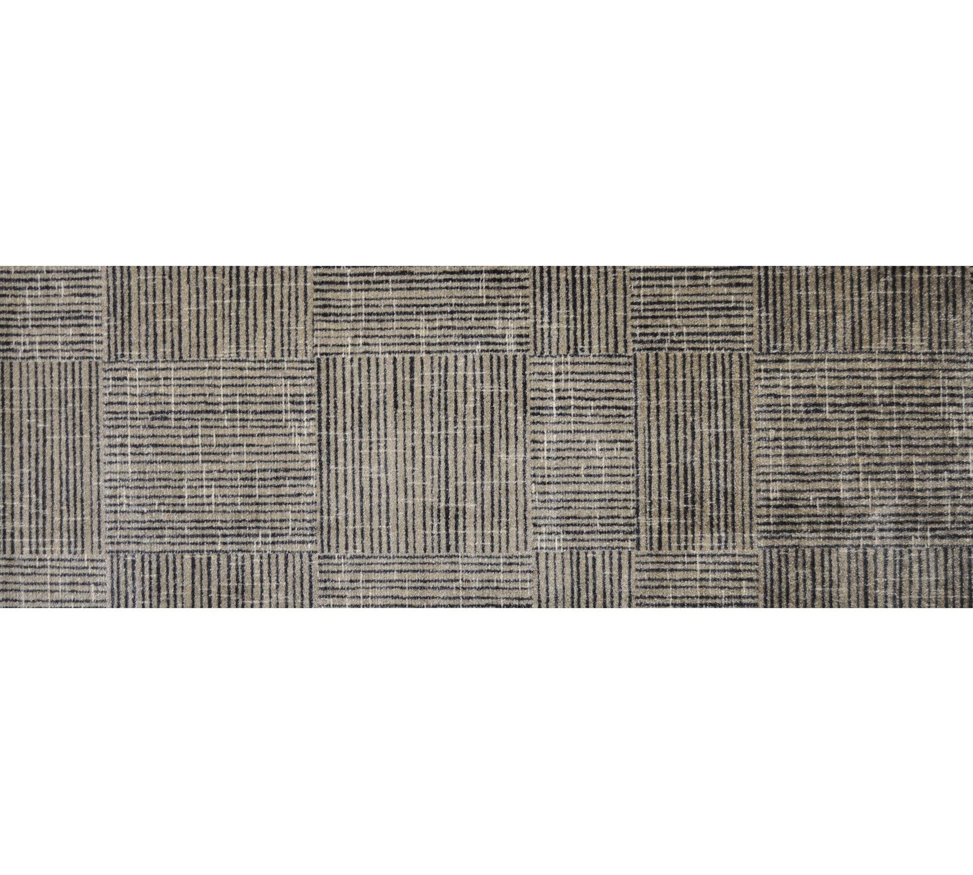 HomeRoots 2' x 6' Modern Geo Lines in Squares Washable Runner Rug