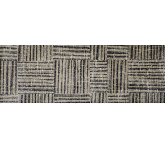 HomeRoots 2' x 6' Modern Geo Lines in Squares Washable Runner Rug