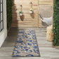 HomeRoots 2’ x 6’ Natural and Blue Indoor Outdoor Runner Rug