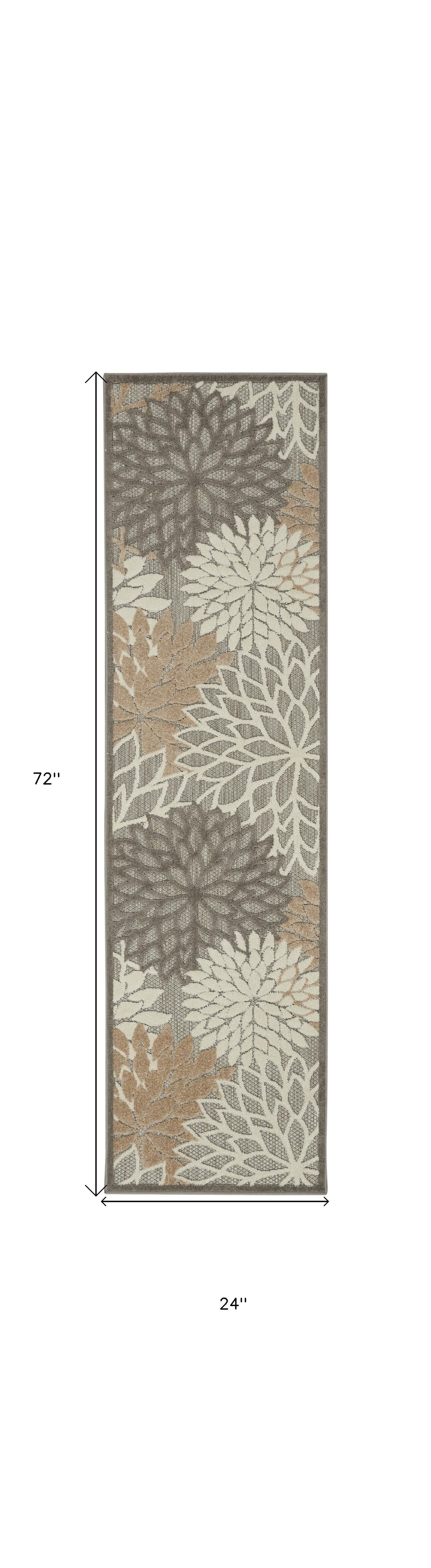 HomeRoots 2’ x 6’ Natural and Gray Indoor Outdoor Runner Rug