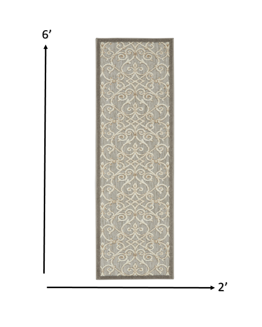 HomeRoots 2' x 6' Natural and Gray Indoor Outdoor Runner Rug