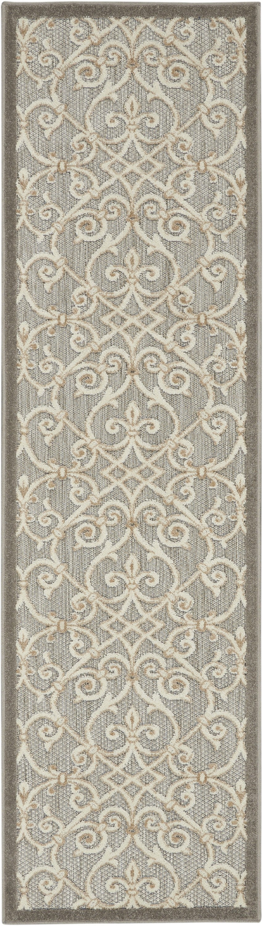 HomeRoots 2' x 6' Natural and Gray Indoor Outdoor Runner Rug
