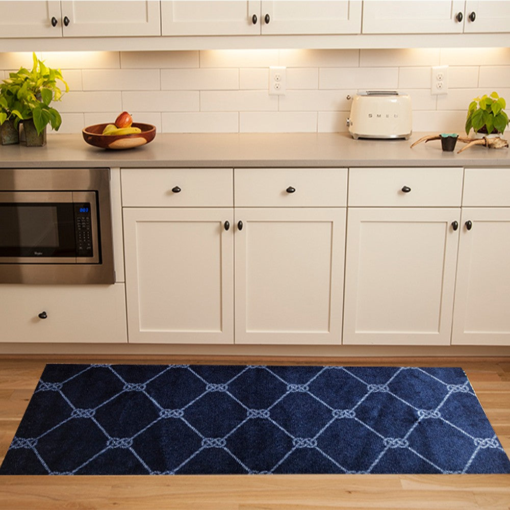 HomeRoots 2' x 6' Navy Nautical Knots Washable Runner Rug