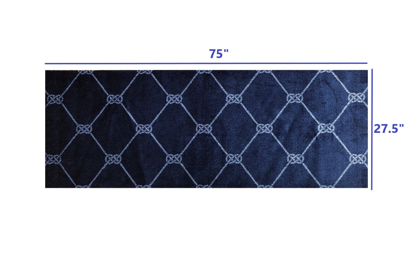HomeRoots 2' x 6' Navy Nautical Knots Washable Runner Rug