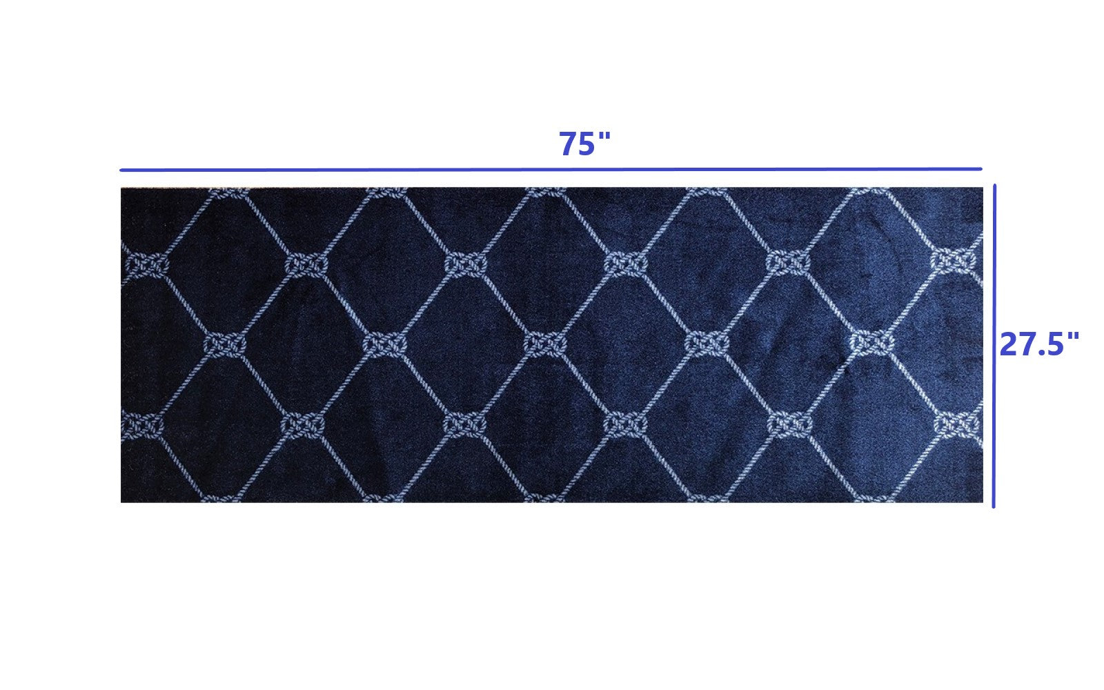 HomeRoots 2' x 6' Navy Nautical Knots Washable Runner Rug