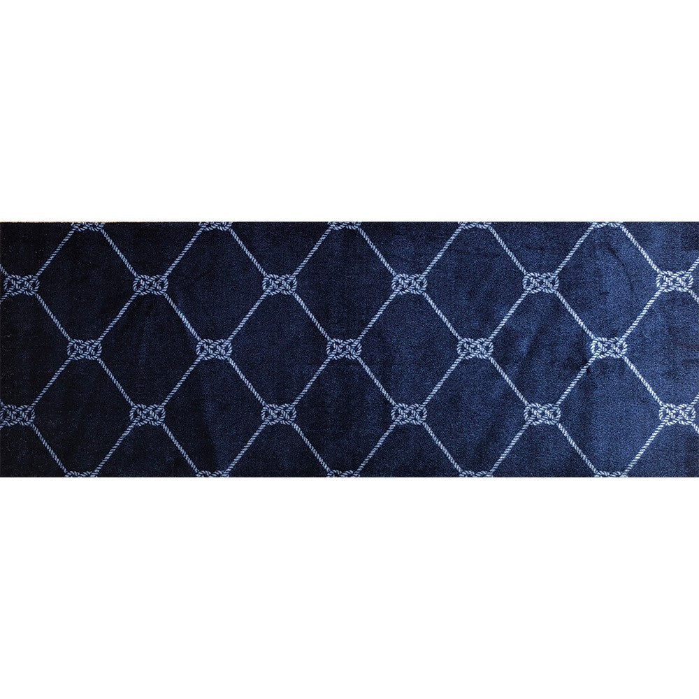HomeRoots 2' x 6' Navy Nautical Knots Washable Runner Rug