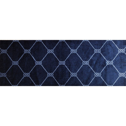 HomeRoots 2' x 6' Navy Nautical Knots Washable Runner Rug