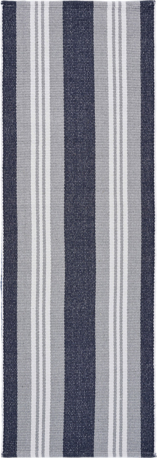 HomeRoots 2' x 6' Navy and Ivory Striped Runner Rug
