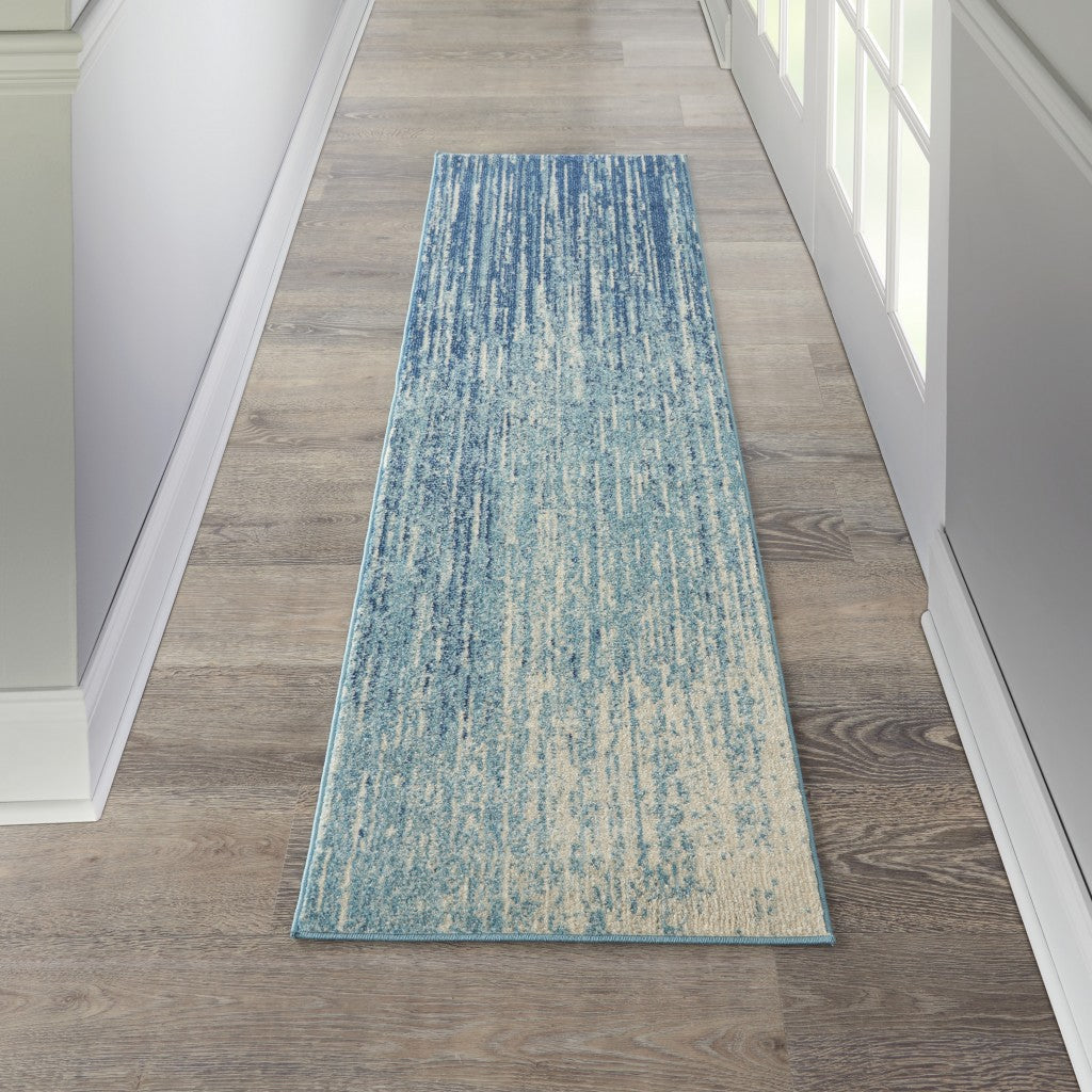 HomeRoots 2' x 6' Navy and Light Blue Abstract Runner Rug
