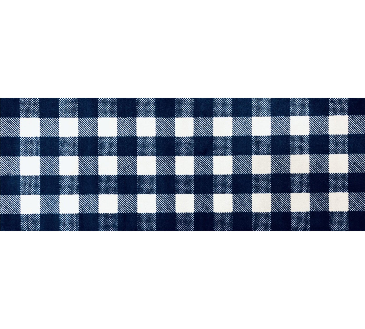 HomeRoots 2' x 6' Navy and White Buffalo Plaid Washable Runner Rug
