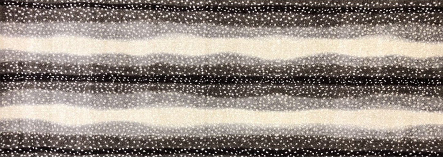HomeRoots 2' x 6' Neutral Dot and Wave Washable Runner Rug
