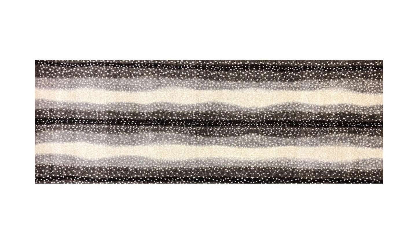 HomeRoots 2' x 6' Neutral Dot and Wave Washable Runner Rug