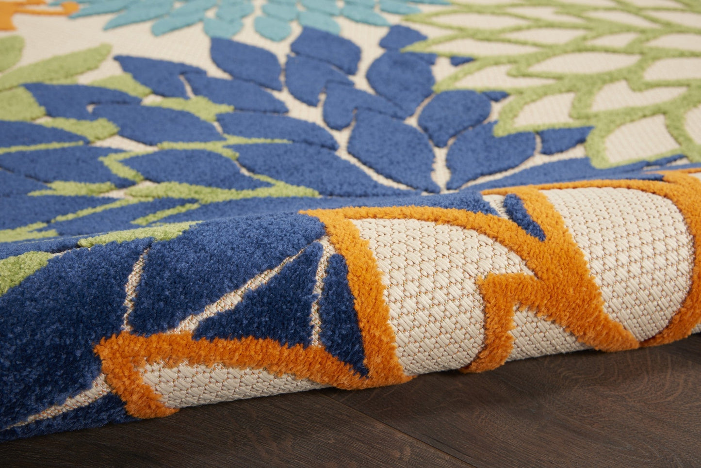 HomeRoots 2’ x 6' Orange Outdoor Runner Rug With Floral Finish