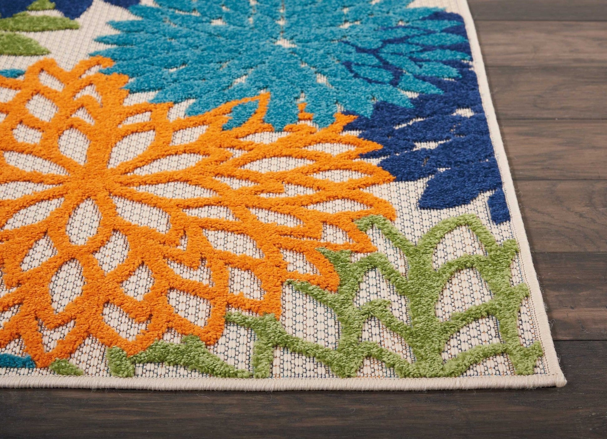 HomeRoots 2’ x 6' Orange Outdoor Runner Rug With Floral Finish