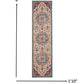 HomeRoots 2' x 6' Pink and Blue Floral Medallion Runner Rug