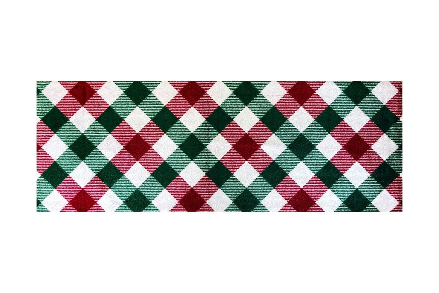 HomeRoots 2' x 6' Red and Green Plaid Washable Runner Rug