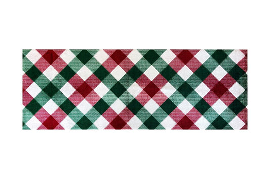 HomeRoots 2' x 6' Red and Green Plaid Washable Runner Rug