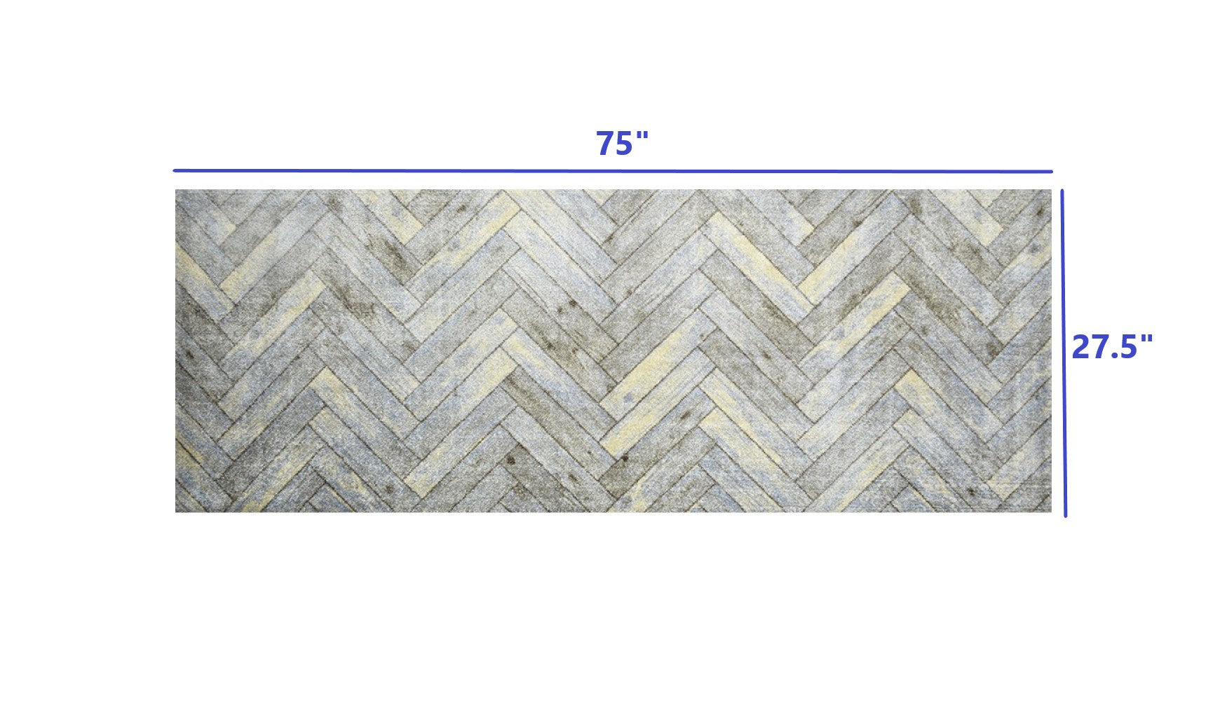 HomeRoots 2' x 6' Rustic Gray Herringbone Washable Runner Rug