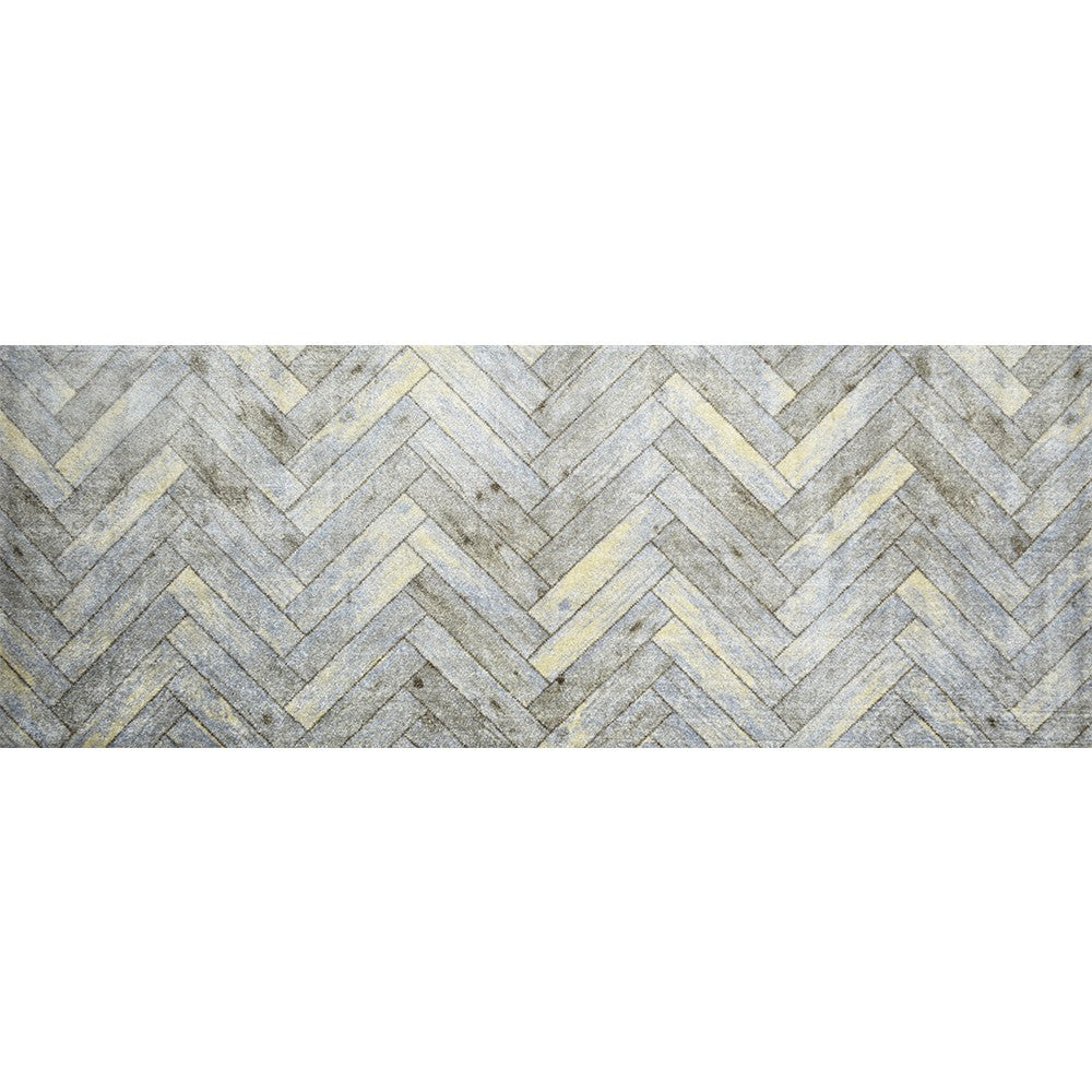 HomeRoots 2' x 6' Rustic Gray Herringbone Washable Runner Rug