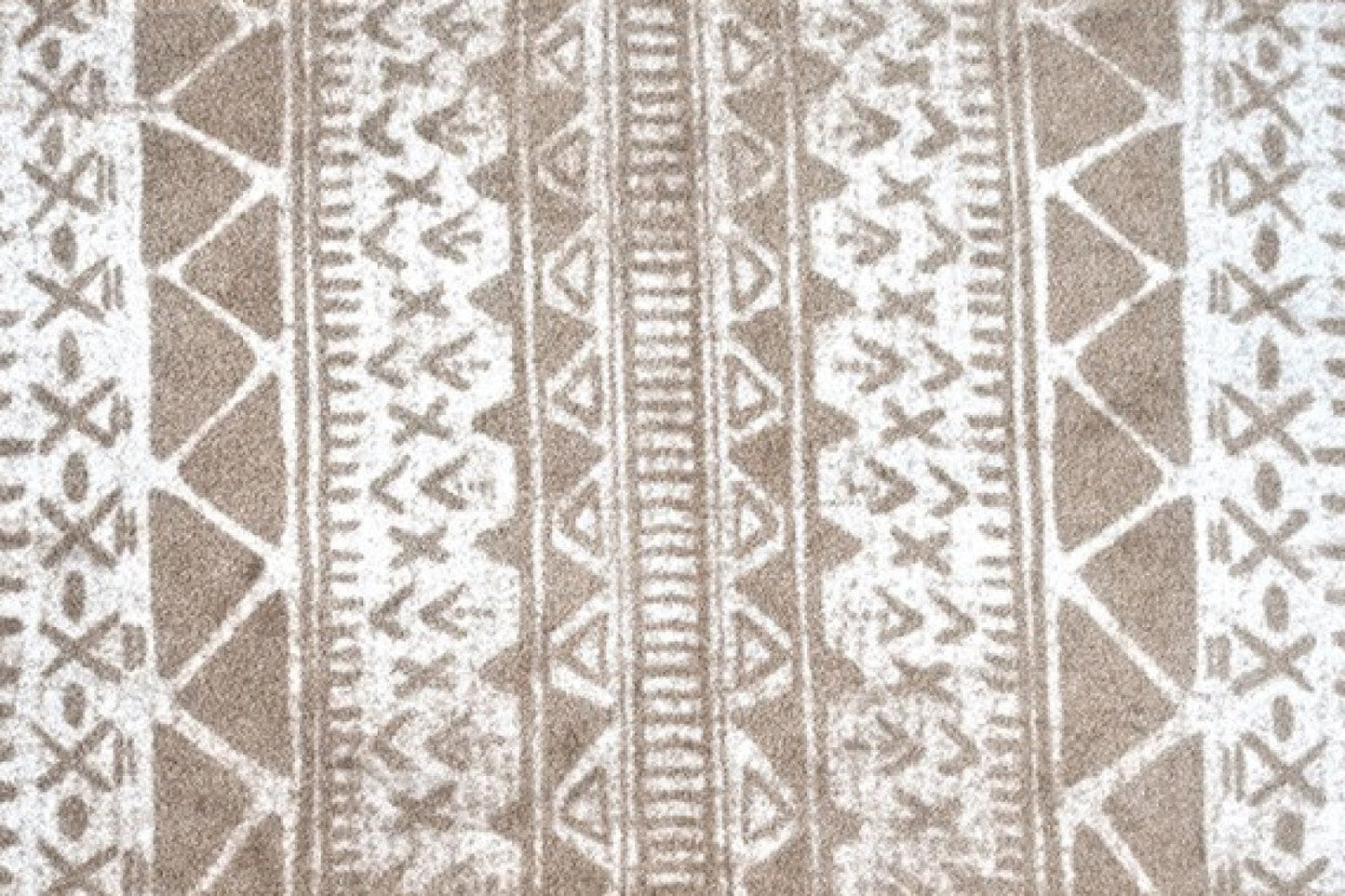 HomeRoots 2' x 6' Sandy Tan and White Zigs and Zags Washable Runner Rug