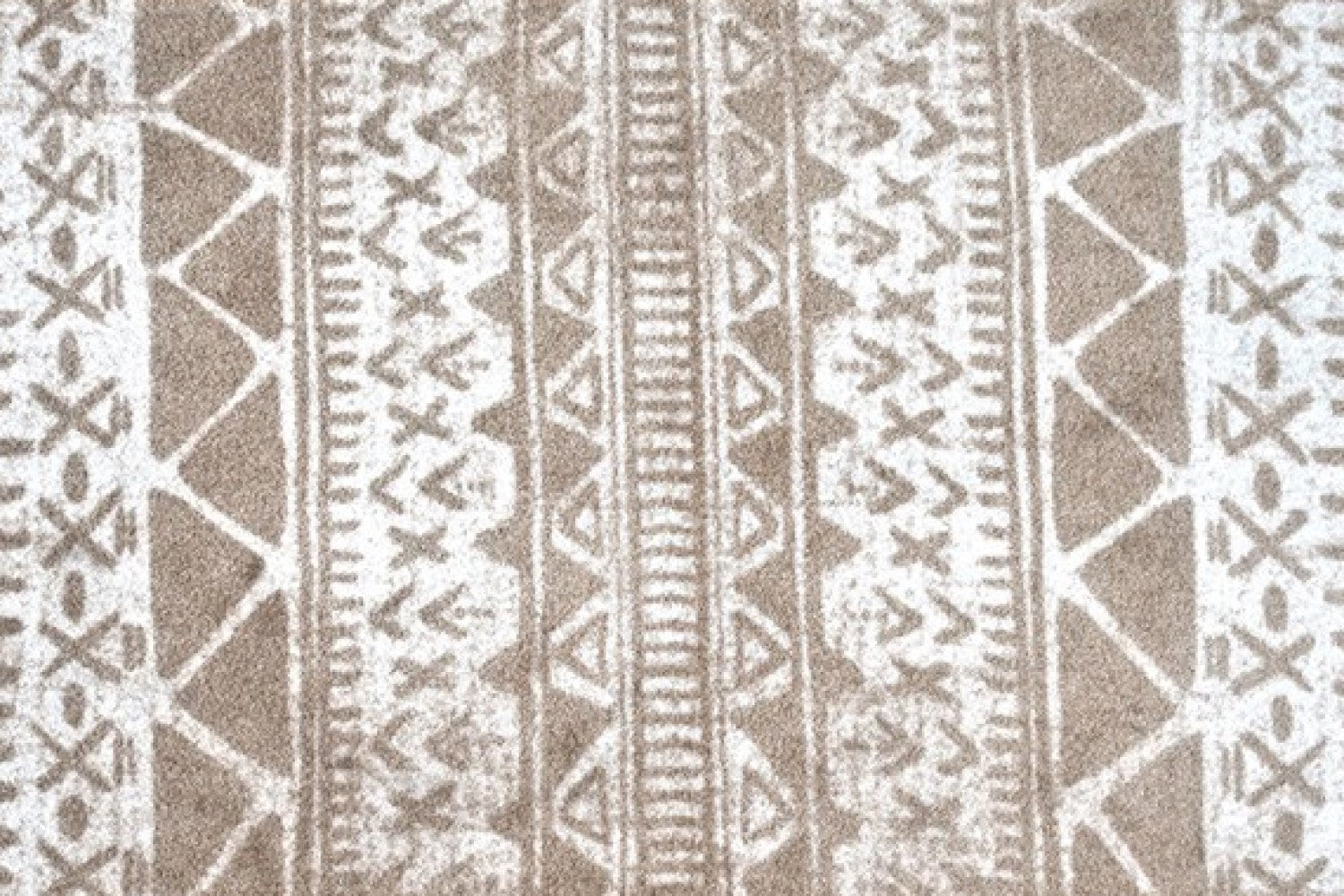 HomeRoots 2' x 6' Sandy Tan and White Zigs and Zags Washable Runner Rug