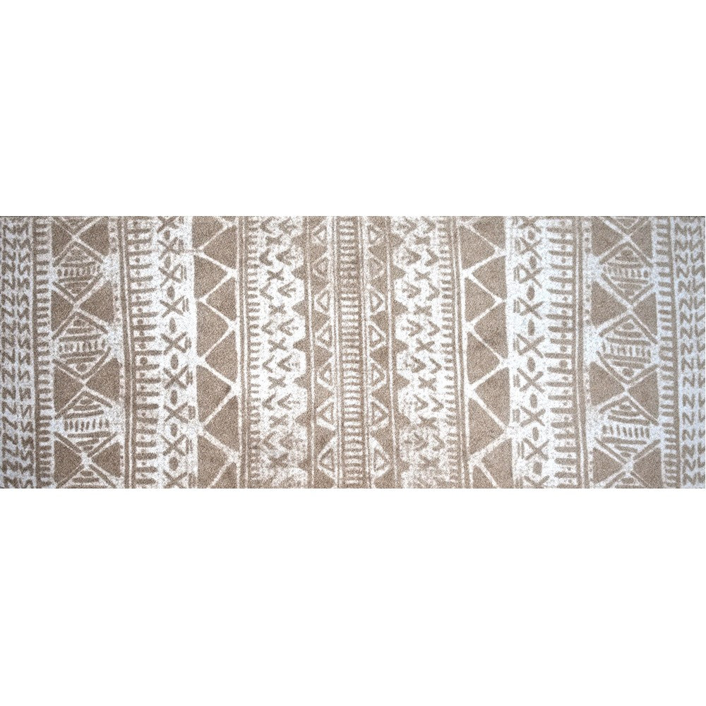 HomeRoots 2' x 6' Sandy Tan and White Zigs and Zags Washable Runner Rug