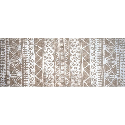 HomeRoots 2' x 6' Sandy Tan and White Zigs and Zags Washable Runner Rug