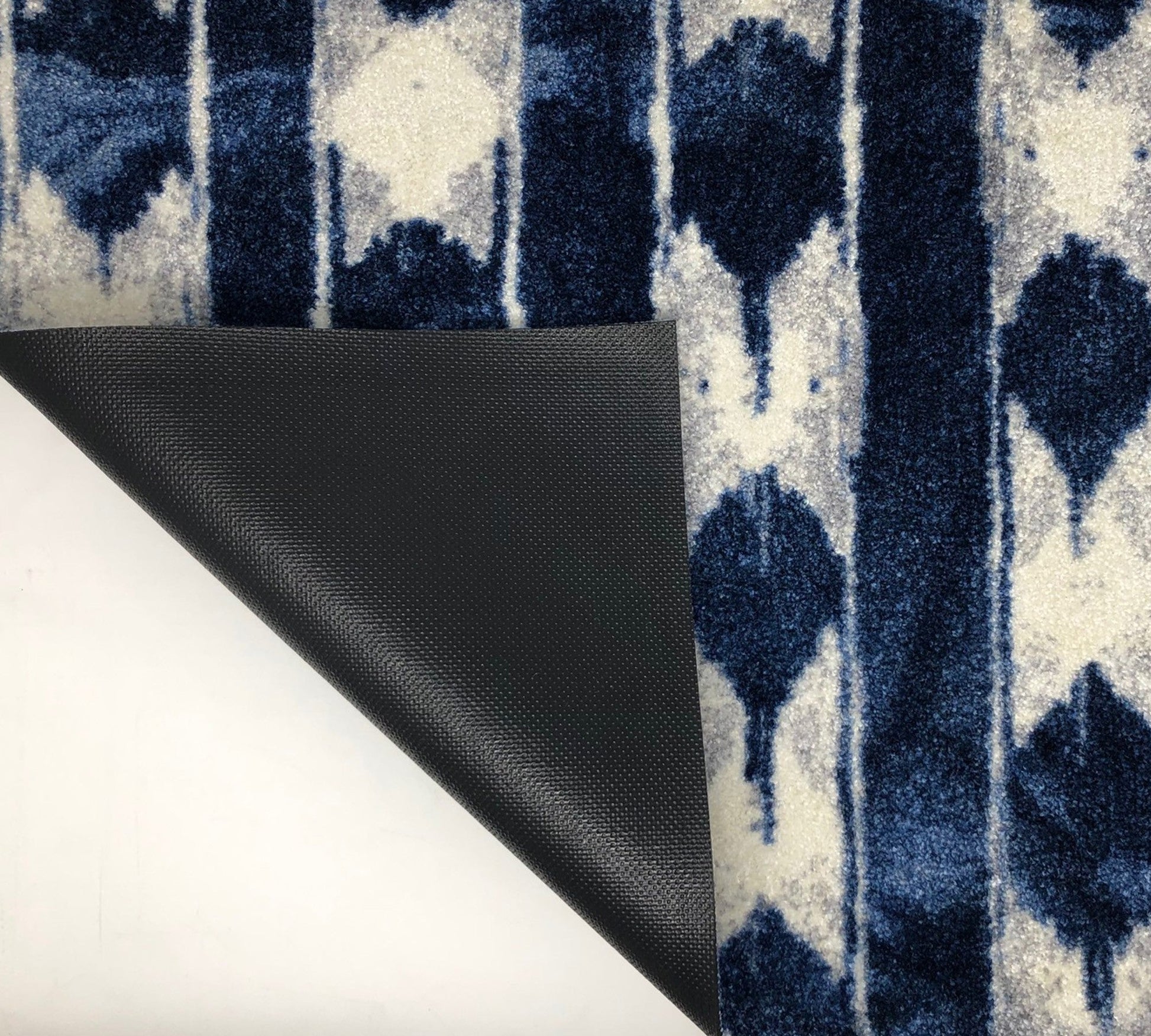 HomeRoots 2' x 6' Shades of Blue Abstract Stripes Washable Runner Rug
