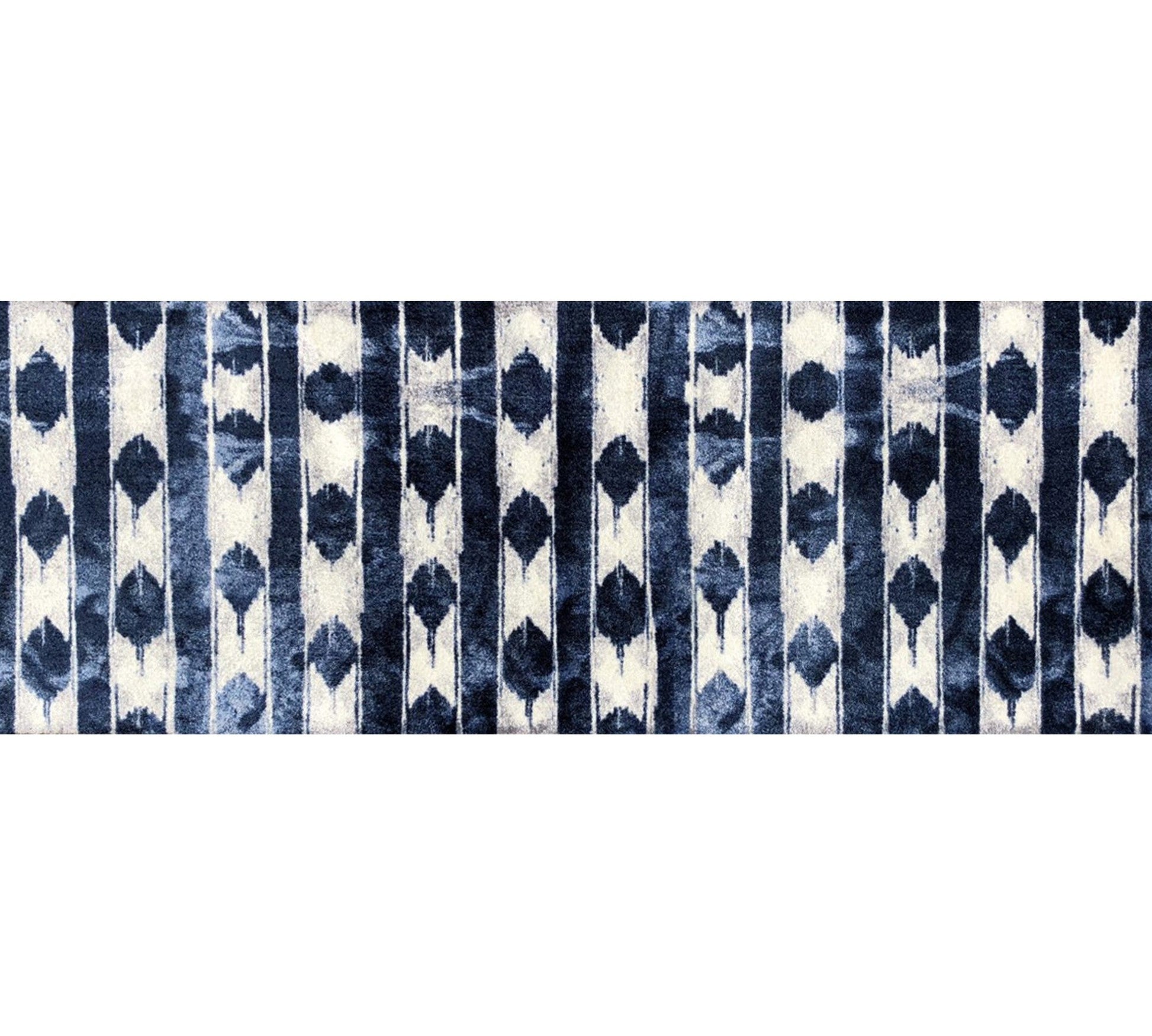 HomeRoots 2' x 6' Shades of Blue Abstract Stripes Washable Runner Rug