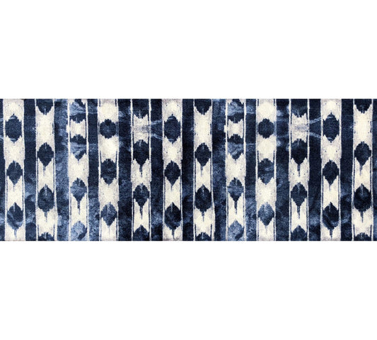 HomeRoots 2' x 6' Shades of Blue Abstract Stripes Washable Runner Rug