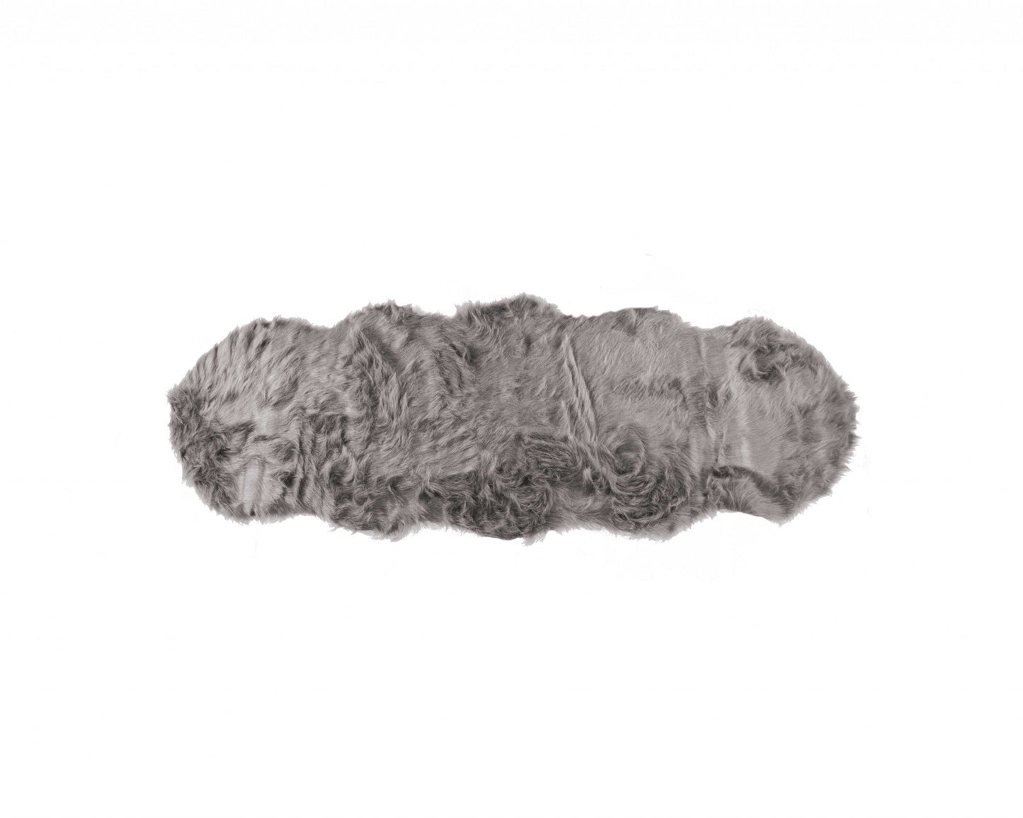 HomeRoots 2' x 6' Sheepskin Double Area Rug in Gray Finish