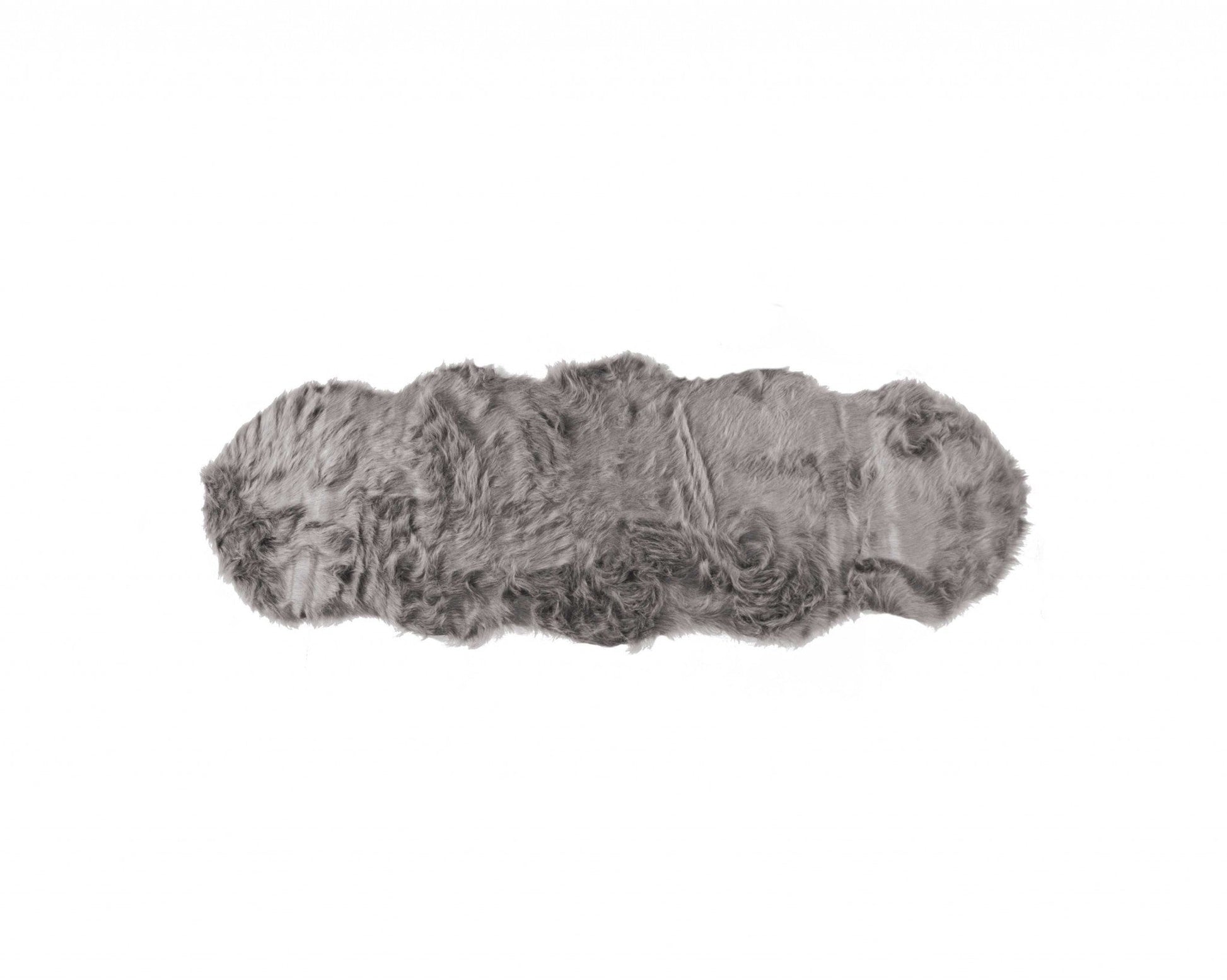 HomeRoots 2' x 6' Sheepskin Double Area Rug in Gray Finish