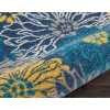 HomeRoots 2’ x 6’ Tropical Flower Runner Rug in Blue Finish