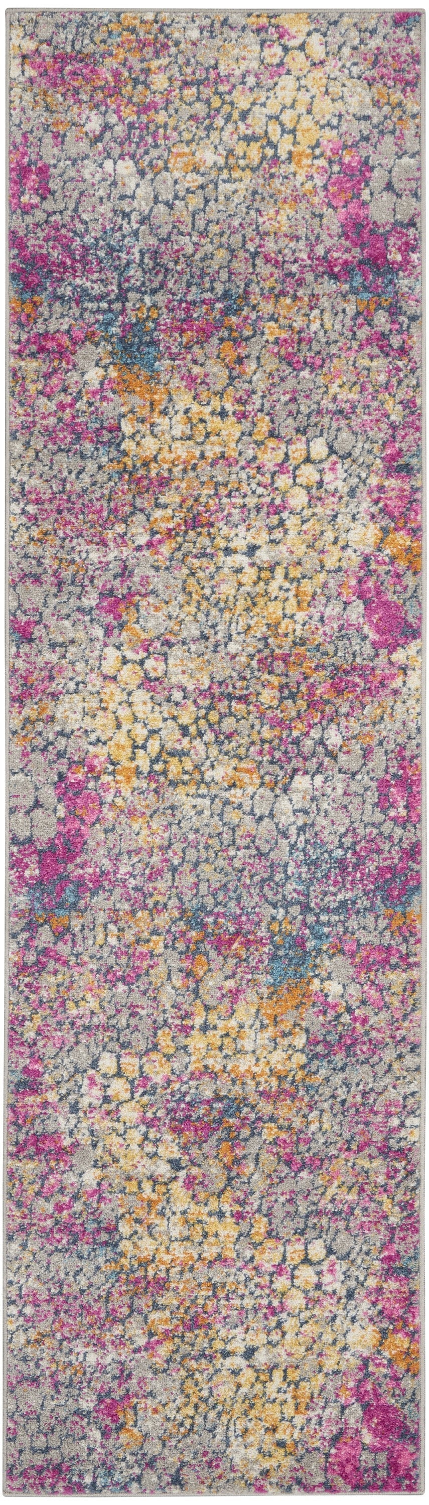 HomeRoots 2' x 6' Yellow and Pink Coral Reef Runner Rug