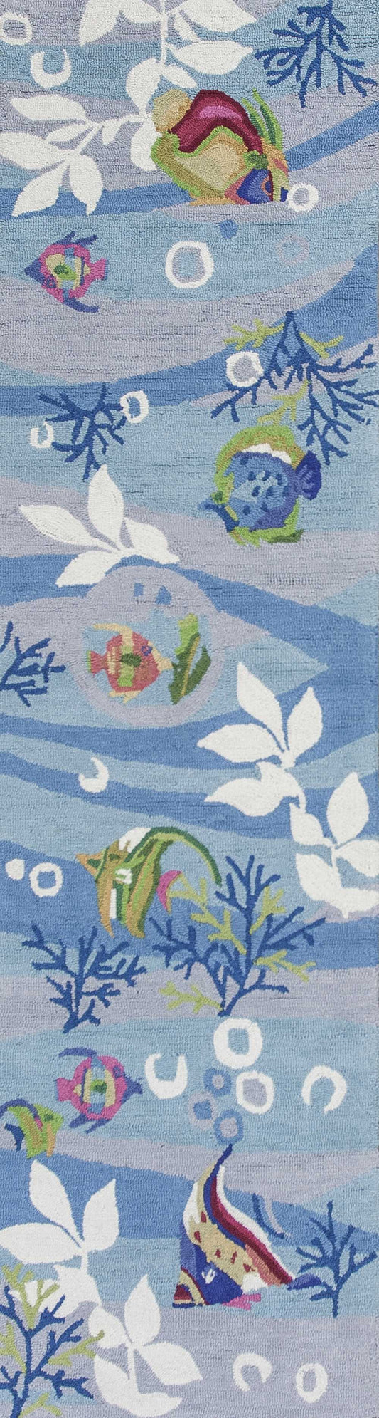 HomeRoots 2' x 7' Blue Aquatic Tropical Runner Rug