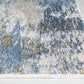 HomeRoots 2' x 7' Blue Gold Abstract Painting Modern Runner Rug