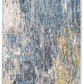 HomeRoots 2' x 7' Blue Gold Abstract Painting Modern Runner Rug