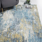 HomeRoots 2' x 7' Blue Gold Abstract Painting Modern Runner Rug