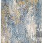 HomeRoots 2' x 7' Blue Gold Abstract Painting Modern Runner Rug
