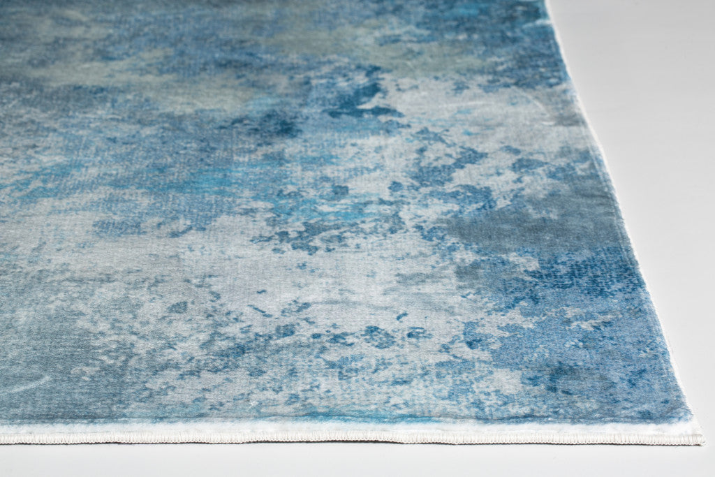 HomeRoots 2' x 7' Blue White Abstract Sky Runner Rug