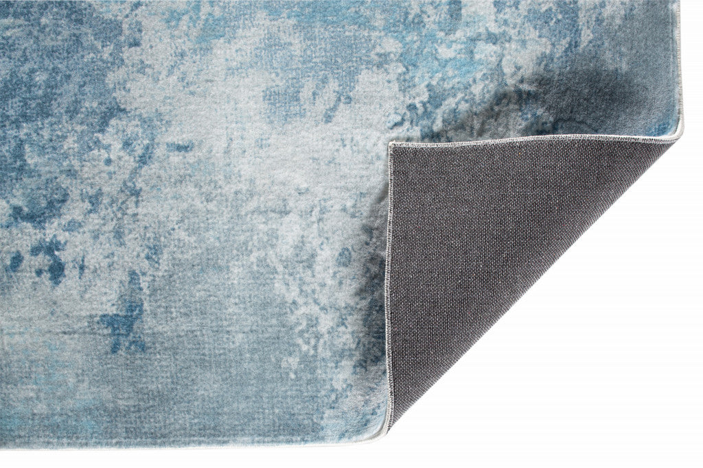 HomeRoots 2' x 7' Blue White Abstract Sky Runner Rug