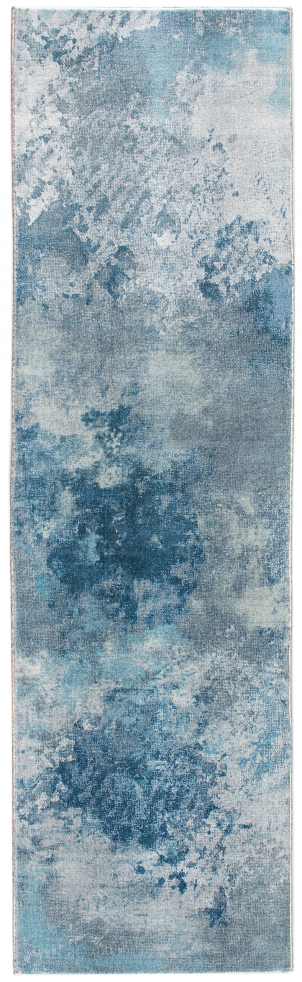 HomeRoots 2' x 7' Blue White Abstract Sky Runner Rug