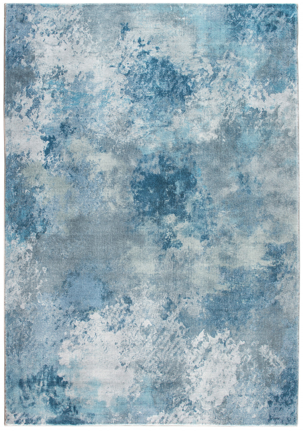 HomeRoots 2' x 7' Blue White Abstract Sky Runner Rug