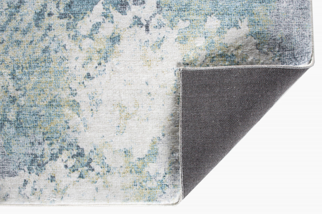 HomeRoots 2' x 7' Blue Yellow Abstract Sky Runner Rug