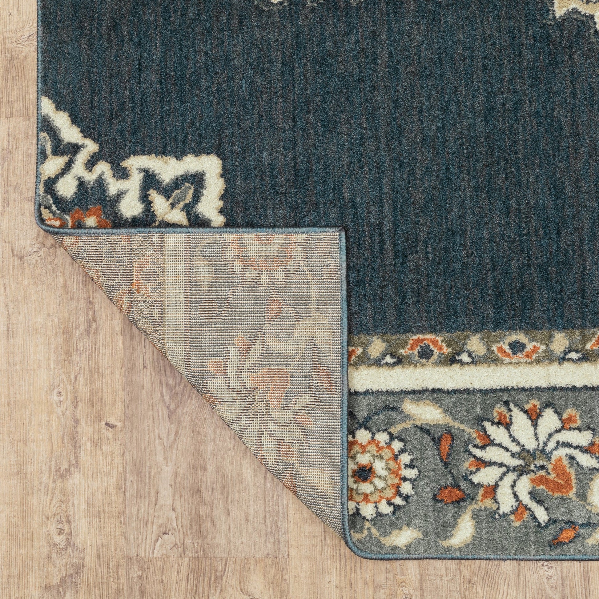 HomeRoots 2' x 7' Blue and Beige Floral Medallion Indoor Runner Rug
