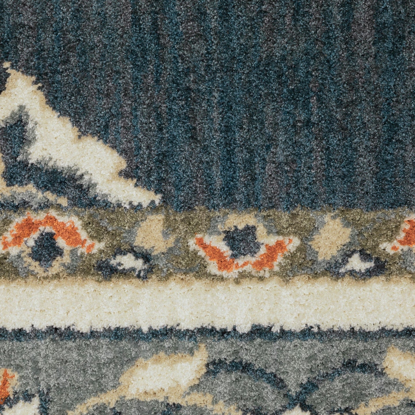HomeRoots 2' x 7' Blue and Beige Floral Medallion Indoor Runner Rug
