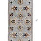 HomeRoots 2' x 7' Blue and Beige Floral Runner Rug