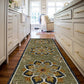 HomeRoots 2' x 7' Charcoal Floral Medallion Runner Rug