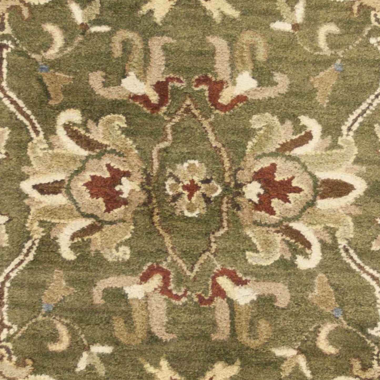 HomeRoots 2' x 7' Emerald Green Floral Vine Wool Runner Rug