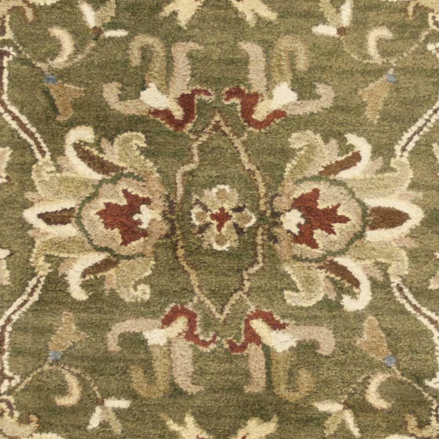 HomeRoots 2' x 7' Emerald Green Floral Vine Wool Runner Rug